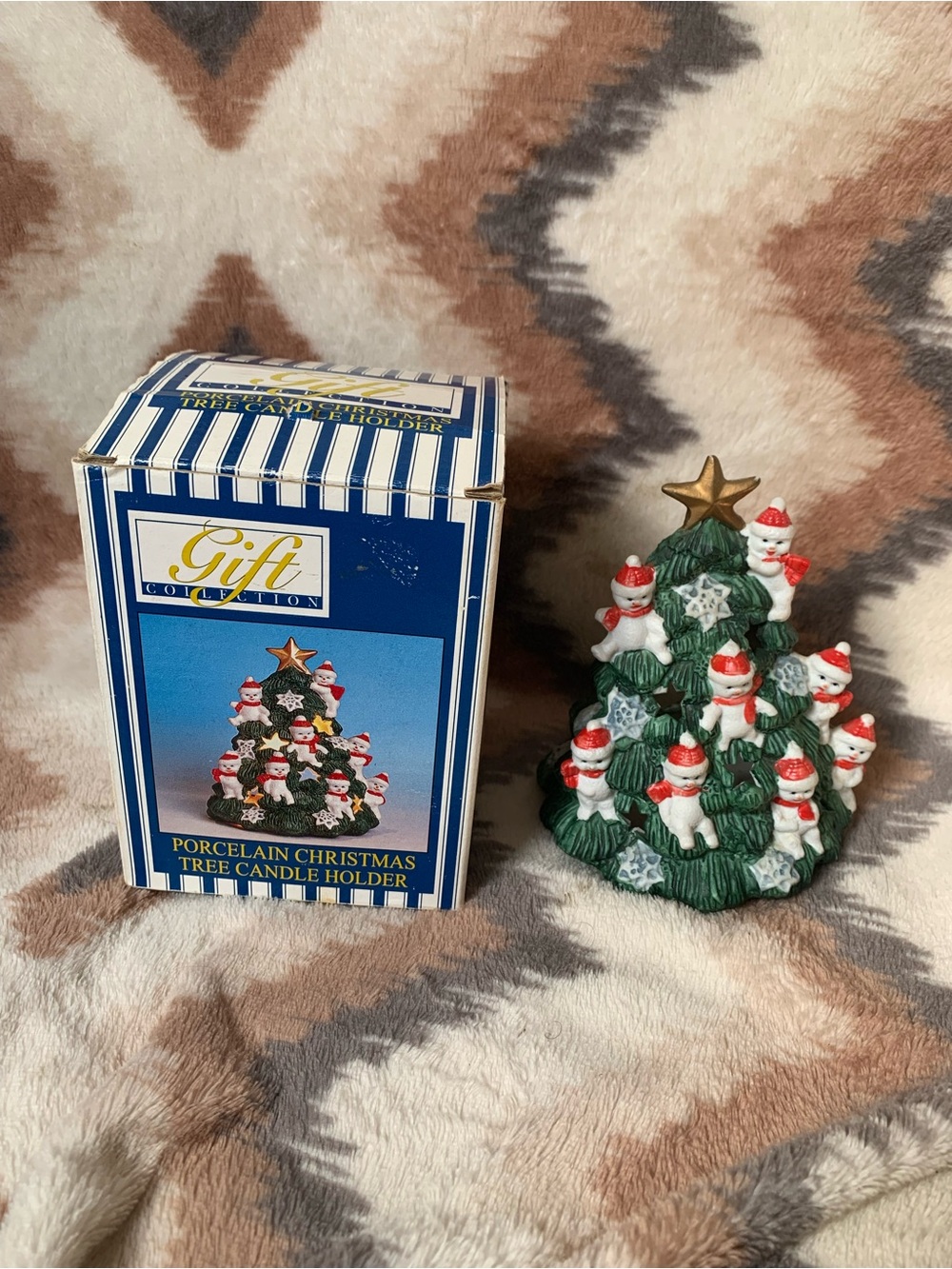 Vtg Gift Collection 5" Porcelain Christmas Tree Candle Holder
